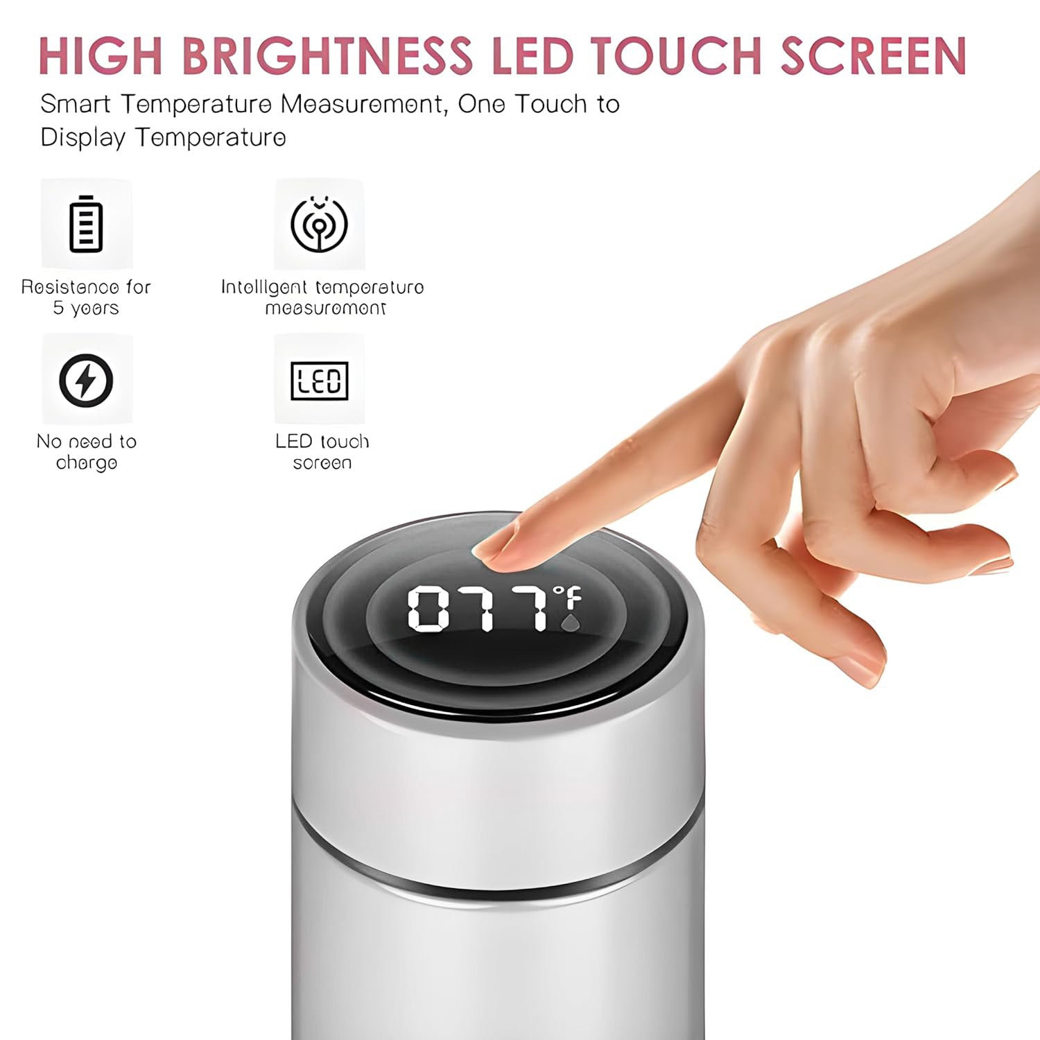 0726 Customized/Personalized Stainless Steel Smart Water Bottle with Smart LCD Temperature Touch | Gifting Custom Name Water Bottle | Gifts for Boyfriend/Girlfriend/Employee | 500ML 0726 Customized/Personalized Stainless Steel Smart Water Bottle with Smart LCD Temperature Touch | Gifting Custom Name Water Bottle | Gifts for Boyfriend/Girlfriend/Employee | 500ML